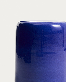 Уличный приставной столик Mesquida из керамики с синей глазурью, диаметр 35 см