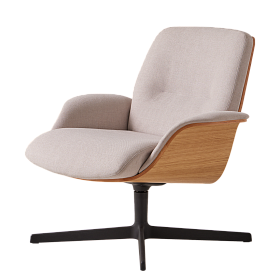 Кресло Rever со средней дубовой спинкой, обивкой и алюминиевым поворотным основанием с 4 спицам