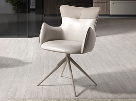 Поворотное кресло 4203 из экокожи кремового и серо-бежевого цвета