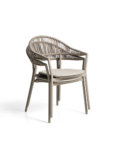 Уличный стул Alimia из бежевого алюминия с бежевой веревкой