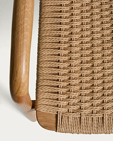 Уличный стул Derile из массива дуба в натуральной отделке и бежевой веревки