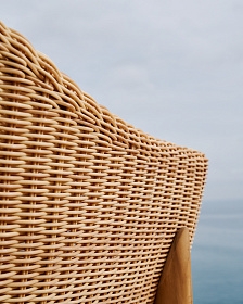 Полубарный стул Galea из тикового дерева и синтетического ротанга, 65 см