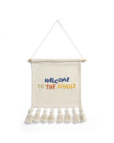 Настенный гобелен из хлопка Tandani бежевого цвета с разноцветными буквами и бахромой, 40 x 50 см