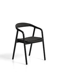 Уличный стул Derile из массива дуба и веревки в черной отделке