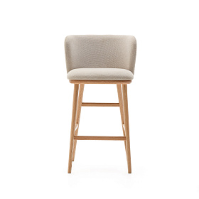Ciselia Полубарный стул из бежевого шенилла и ясеня в натуральной отделке