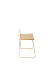 Скамейка из ясеневого шпона Tinn с бежевой металлической конструкцией, 75 см