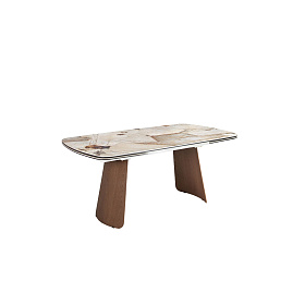 Раздвижной обеденный стол 1186 с столешницей из керамики  и основанием из шпона ореха