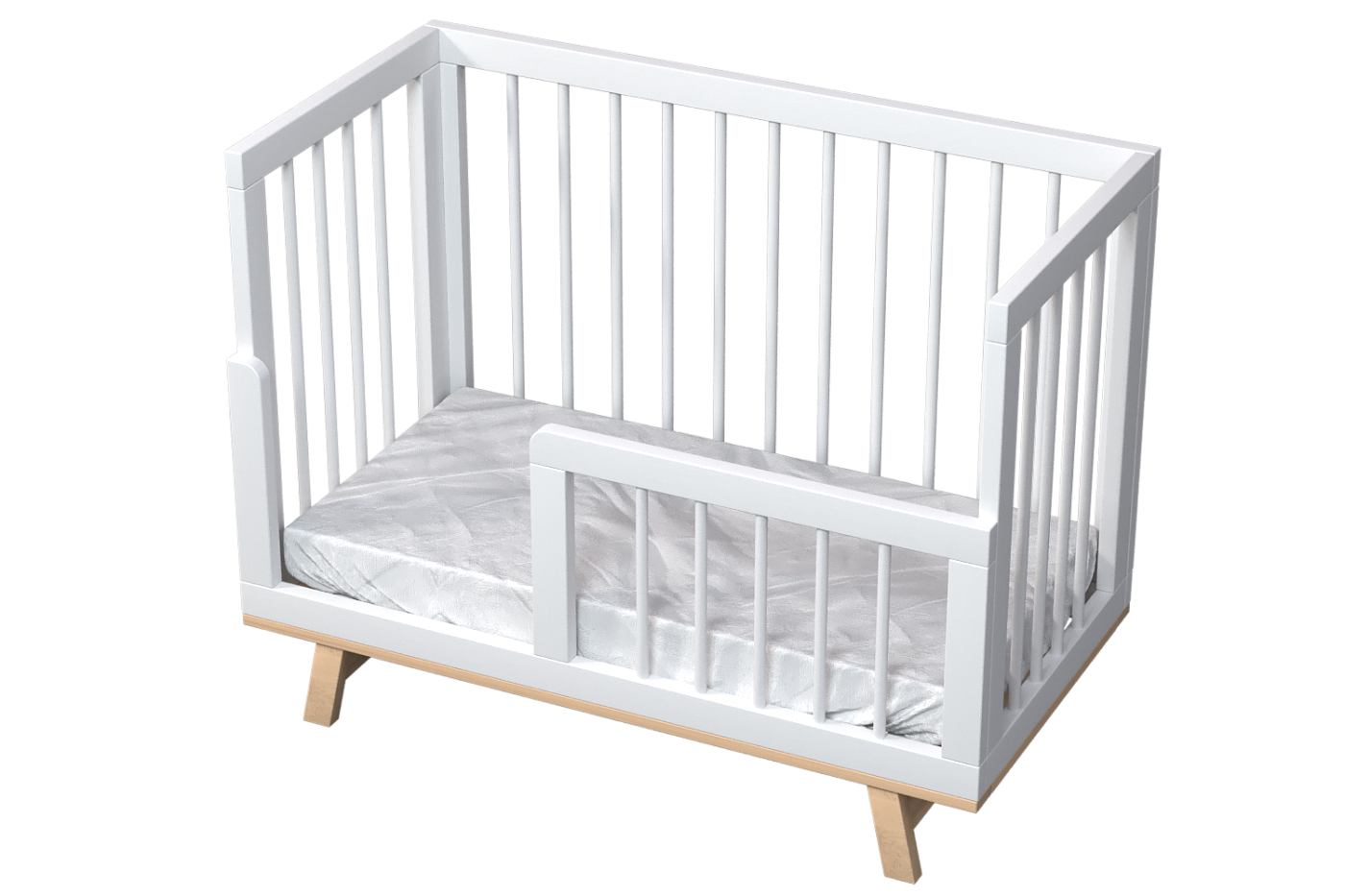 Кроватка для новорожденного Lillaland - модель Lilla Aria белая/дерево