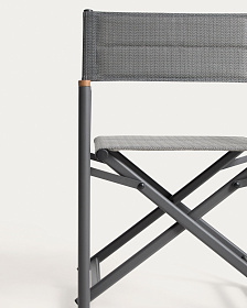 Складной уличный стул Tisno из графитового алюминия и серого текстиля