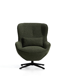 Поворотное кресло Sorile из темно-зеленой синели