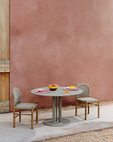 Круглый уличный стол Sedalis из стали со столешницей из серо-коричневого алюминия Ø120 см