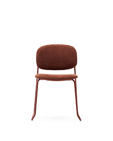 Стул Meli из терракотовой шенилли с терракотовыми металлическими ножками 