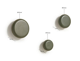 Nadue Набор из 3 настенных крючков из массива бука с зеленой отделкой