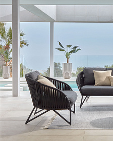 3-х местный диван Branzie из черной веревки, 180 см