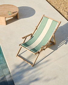 Vilara Складной шезлонг для улицы в полоску зеленого и бежевого цвета