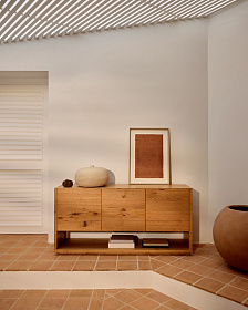 Alguema Сервант с 3 дверцами из дубового шпона с натуральной отделкой 151 x 74 см