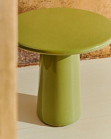 Журнальный столик Albanella из цемента с глянцевой зеленой отделкой Ø65 см