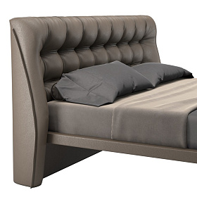 Кровать с решеткой Altea экокожа PU162, черный матовый лак, латунь