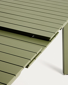 Раздвижной уличный стол Izola из алюминия с зеленой отделкой, 185 (235) x 100 см