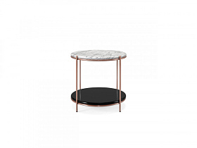 Приставной столик Stanley 1 Carrara Marble/Black/Copper Stainless