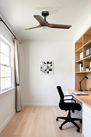 Вентилятор HEYWOOD S Ш900mm черный / темное дерево 3P LED 10W CCT