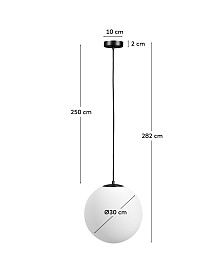 Подвесной светильник Brisia из черного металла с матовым стеклянным шаром Ø30