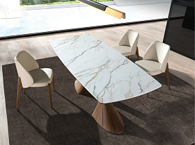 Обеденный стол 1174 овальный с мраморной керамикой и орехом
