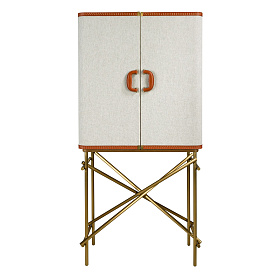 Высокий буфет 3272 из ткани, ореха и полированной золотистой стали