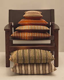 Чехол для подушки Dorevi из жаккарда в полоску цвета экрю 40 x 60 см