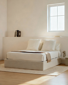 Основание кровати Nelzi из шенилла цвета экрю для матраса 180 x 200 см