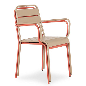 Садовый стул Lianis с подлокотниками коралловый