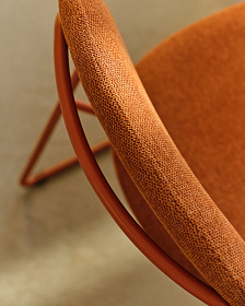 Стул Meli из терракотовой шенилли с терракотовыми металлическими ножками 