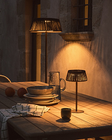 Уличная настольная лампа Aldet на солнечных батареях коричневая