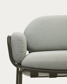 Уличный диван Joncols из серой ткани и зеленым алюминиевым каркасом 164 см