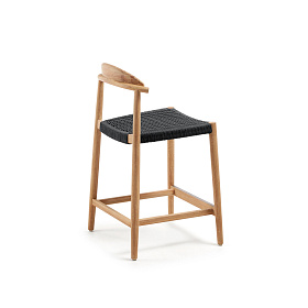 Nina Полубарный стул из массива акации с натуральной отделкой и черной веревкой 62 см