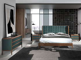 Комод 7150/CP2305-C темно-зеленого цвета из пластика и ореха