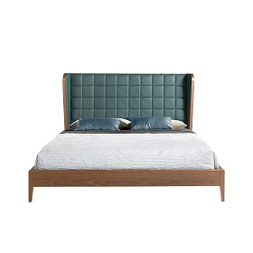 Кровать 7148/CP2305-B из экокожи темно-зеленого цвета