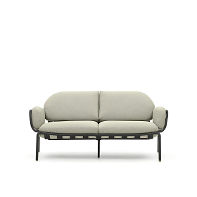 Уличный 2-местный диван Joncols с бежевой обивкой и серым алюминием 164 см