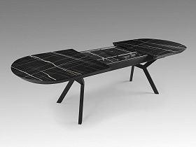 Раздвижной обеденный стол Antea меламиновый топ с отделкой черный мрамор