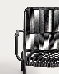 Уличное кресло Salis из графитового алюминия и темно-серой веревки