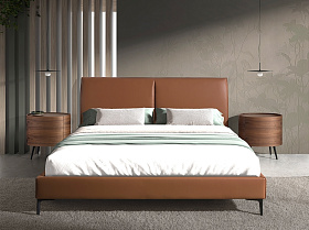 Кровать 7158/GC2015B коричневая из экокожи 180 x 200 