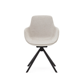 Поворотное рабочее кресло Tissiana из бежевой синели и матового черного алюминия