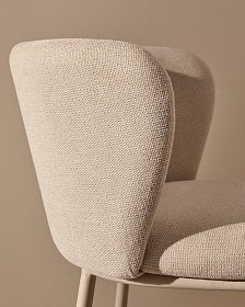 Полубарный стул Ciselia из бежевого шенилла и бежевой стали, 65 см