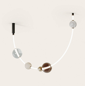 Подвес горизонтальный Yma с 4 акс. WHITE, METAL ORO MATE, TRANSPARENTE 20CM, FUME GRIS 20CM 