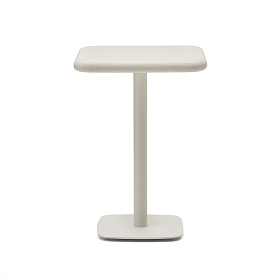 Уличный стол Dina высокий белый из цемента и стали со столешницей 70х70 см