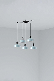 Подвесной светильник TATAWIN с абажуром сине-серый металл 5xE27