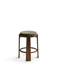 Granite Полубарный табурет из зеленого шенилла и массива ясеня в отделке орех 65 см
