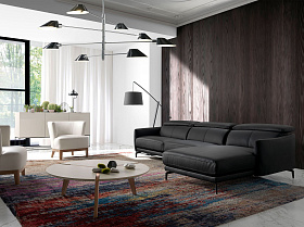 Угловой диван 5359-R /6041 черный кожаный