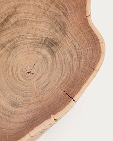 Журнальный столик Tavine из массива акации с выбеленной отделкой и черными стальными ножками Ø49 см