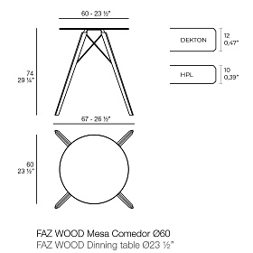 Обеденный стол Faz на деревянных ножках ø60x74